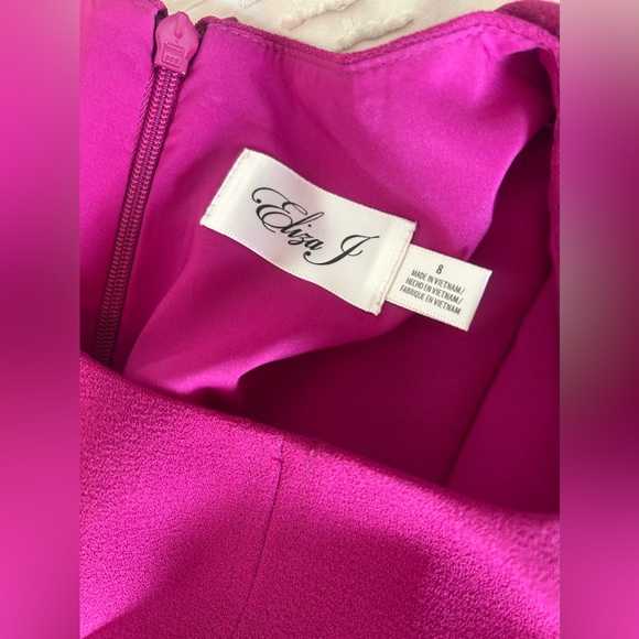 Eliza J Long Sleeve Fit & Flare Magenta Dress With Pockets Size 8 - Picture 3 of 7